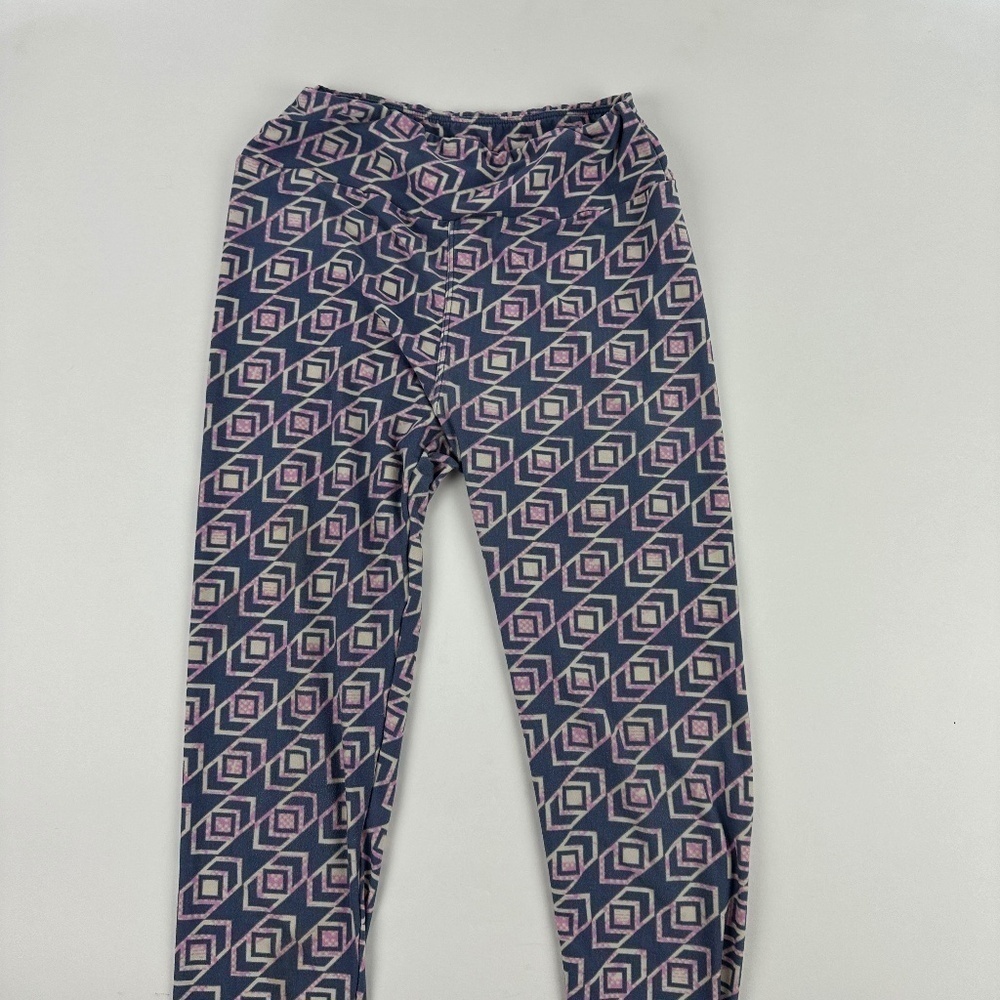 Leggings Womens Once Size Blue Pink Chevron
